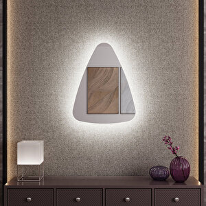 Modern Asimetrik Led Ayna – Dokunmatik, Dim Edilebilir, 6500k Beyaz Işıklı Banyo Aynası 70x90 cm