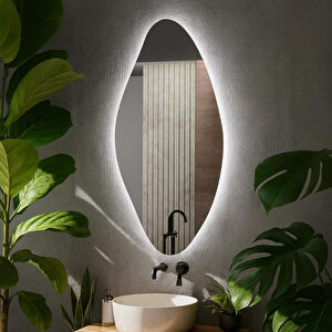 Modern Oval Led Banyo Aynası – Dim Edilebilir Dokunmatik, 6500 Beyaz Işık 45x90 cm