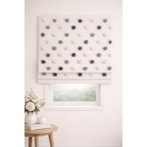Katlamalı Fon Perde –  Ponpon Desenli Mekanizmalı Perde 80x260 cm