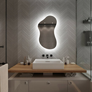 Asimetrik Led Ayna – Dokunmatik Ve Dimmable - 6500k Beyaz Işık 60x108 cm