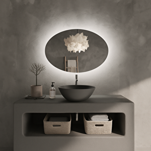 Oval Dim Edilebilir Dokunmatik Led Ayna – 6500k Beyaz Işık 50x70 cm
