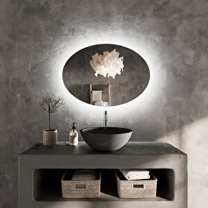 Oval Dim Edilebilir Dokunmatik Led Ayna – 6500k Beyaz Işık 50x70 cm