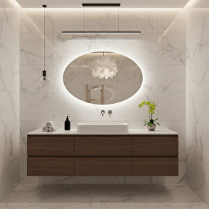 Oval Dim Edilebilir Dokunmatik Led Ayna – 6500k Beyaz Işık 50x70 cm