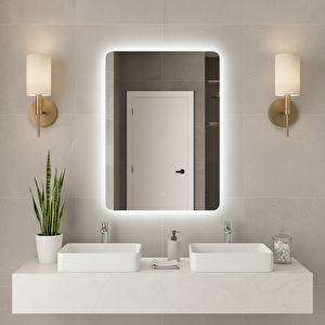 Modern Kare Led Ayna – Dokunmatik, Dim Edilebilir, 6500k Beyaz Işık 40x60 cm