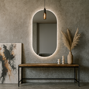 Modern Oval Led Banyo Aynası – Dokunmatik, Dim Edilebilir, 3000k Günışığı 30x53 cm