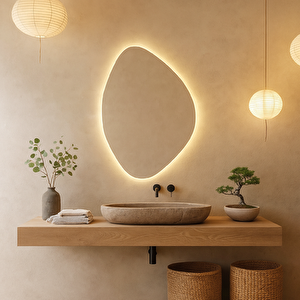 Asimetrik Led Ayna – Dokunmatik, Dim Edilebilir, 3000k Günışığı 40x59 cm
