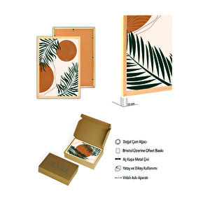 Premium Ahşap Çerçeveli 3lü Modern İskandinav Bohem Tarz Dekoratif Ev Dekorasyonu Tablo Seti-set9 70x50 cm