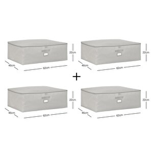4'lü Büyük Boy Gri Balıksırtı Baza Altı Hurç Set 62 X 46 X 22 Cm