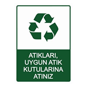 Atıkları, Uygun Atık Kutularına Atınız Isg Uyarı Levhası Pvc A5 15x21 Cm 15x21 cm