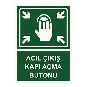 Acil Çıkış Kapı Açma Butonu Isg Uyarı Levhası Pvc A4 21x30 Cm 21x30 cm