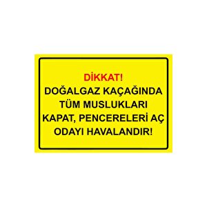Dikkat! Doğalgaz Kaçağında Pencereleri Aç Odayı Havalandır! Isg Uyarı Levhası Pvc A3 30x42 Cm 30x42 cm