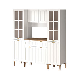 160 Cm Esin Çok Amaçlı Dolap Membran Mdf , Çekmeceli Kahve Köşesi, Fırın Dolabı, Kiler Dolabı