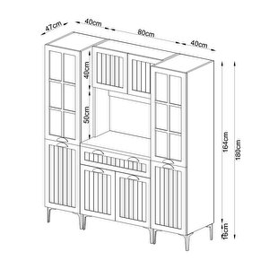 160 Cm Esin Çok Amaçlı Dolap Membran Mdf , Çekmeceli Kahve Köşesi, Fırın Dolabı, Kiler Dolabı