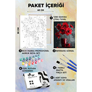 Kırmızı Gelincikler Sayılarla Boyama Seti 50x70 cm
