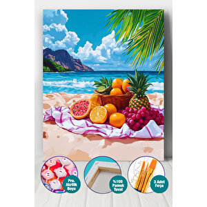 Kumsalda Tropikal Meyveler Sayılarla Boyama Seti 50x70 cm