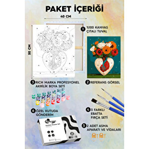 Kalpte Açan Çiçek Sayılarla Boyama Seti 50x70 cm