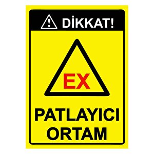 Dikkat! Ex Patlayıcı Ortam Isg Uyarı Levhası Pvc A4 21x30 Cm 21x30 cm