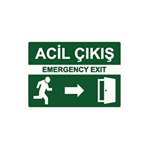 Acil Çıkış Emergency Exıt Isg Uyarı Levhası Pvc A5 15x21 Cm 15x21 cm