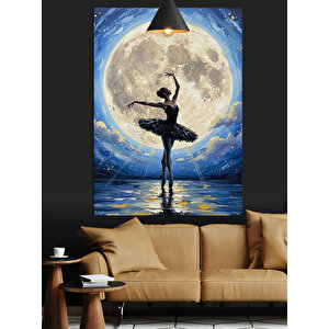 Dolunayda Dans Eden Balerin Dekoratif Kanvas - Mdf Ahşap Tablo 50x70 cm