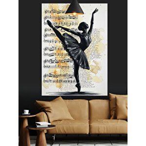 Siyah Elbiseli Balerin Dansı Sanatsal Dekoratif Kanvas - Mdf Ahşap Tablo 25x35 cm