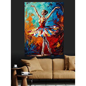 Dans Eden Renkli Balerin Dekoratif Kanvas - Mdf Ahşap Tablo 100x140 cm