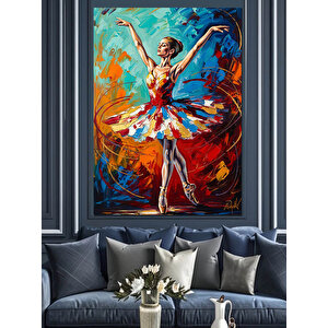 Dans Eden Renkli Balerin Dekoratif Kanvas - Mdf Ahşap Tablo 100x140 cm