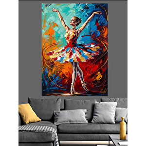 Dans Eden Renkli Balerin Dekoratif Kanvas - Mdf Ahşap Tablo 100x140 cm