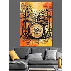 Davul Bateri Müzik Aleti Dekoratif Kanvas - Mdf Ahşap Tablo 25x35 cm
