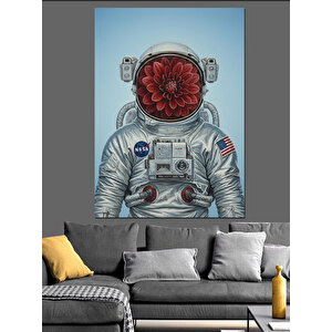 Çiçek Başlı Astronot  Dekoratif Kanvas - Mdf Ahşap Tablo 25x35 cm