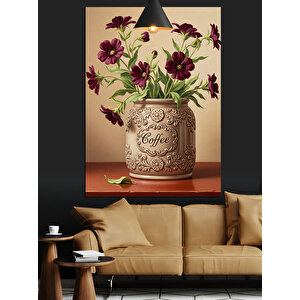 Vazo Çiçek Mor Dekoratif Kanvas - Mdf Ahşap Tablo 70x100 cm