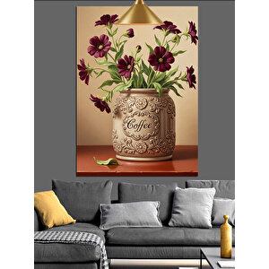 Vazo Çiçek Mor Dekoratif Kanvas - Mdf Ahşap Tablo 70x100 cm