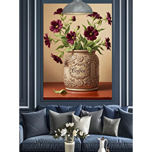 Vazo Çiçek Mor Dekoratif Kanvas - Mdf Ahşap Tablo 70x100 cm