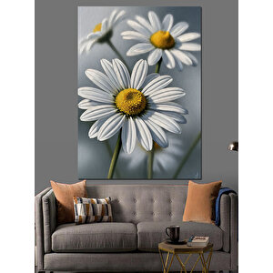 Beyaz Papatya Çiçek Buketi Dekoratif Kanvas - Mdf Ahşap Tablo 25x35 cm