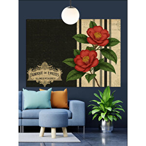 Gül Çiçek Vintage Dekoratif Kanvas - Mdf Ahşap Tablo 100x140 cm