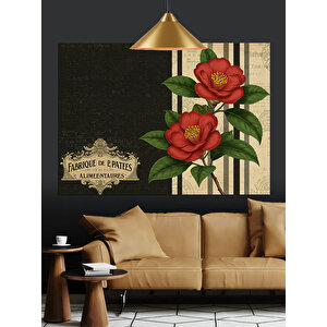 Gül Çiçek Vintage Dekoratif Kanvas - Mdf Ahşap Tablo 100x140 cm