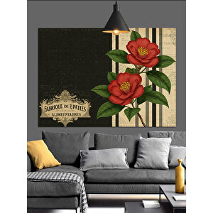 Gül Çiçek Vintage Dekoratif Kanvas - Mdf Ahşap Tablo 100x140 cm