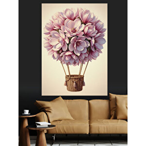 Çiçek Buketi Uçan Balon Dekoratif Kanvas - Mdf Ahşap Tablo 50x70 cm