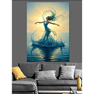 Mavi Dans Eden Balerin Dekoratif Kanvas - Mdf Ahşap Tablo 100x140 cm