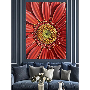 Yakın Çekim Kırmızı Çiçek Dekoratif Kanvas - Mdf Ahşap Tablo 50x70 cm