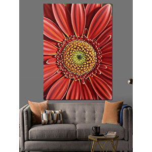 Yakın Çekim Kırmızı Çiçek Dekoratif Kanvas - Mdf Ahşap Tablo 50x70 cm