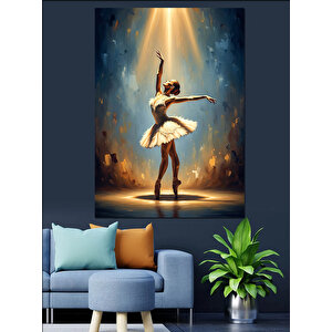 Işık Altında Dansçı Balerin Dekoratif Kanvas - Mdf Ahşap Tablo 100x140 cm
