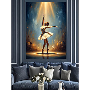 Işık Altında Dansçı Balerin Dekoratif Kanvas - Mdf Ahşap Tablo 100x140 cm