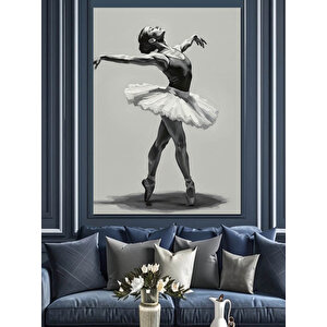 Siyah Beyaz Balerin Dansı Dekoratif Kanvas - Mdf Ahşap Tablo 50x70 cm