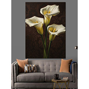 Beyaz Sümbül Çiçek Buketi Dekoratif Kanvas - Mdf Ahşap Tablo 70x100 cm
