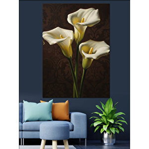Beyaz Sümbül Çiçek Buketi Dekoratif Kanvas - Mdf Ahşap Tablo 70x100 cm