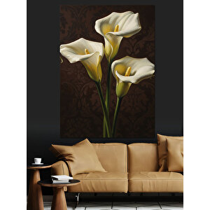 Beyaz Sümbül Çiçek Buketi Dekoratif Kanvas - Mdf Ahşap Tablo 70x100 cm