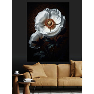 Beyaz Çiçek Bitki Detayı Dekoratif Kanvas - Mdf Ahşap Tablo 35x50 cm