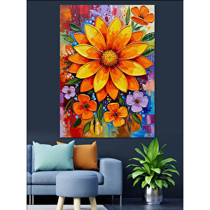 Sarı Çiçek Detaylı Dekoratif Kanvas - Mdf Ahşap Tablo 35x50 cm