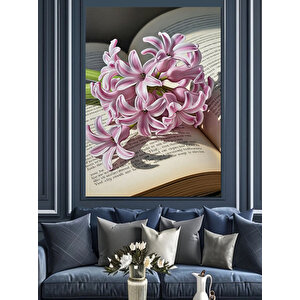 Pembe Sümbül Çiçek Buketi Dekoratif Kanvas - Mdf Ahşap Tablo 25x35 cm