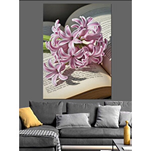 Pembe Sümbül Çiçek Buketi Dekoratif Kanvas - Mdf Ahşap Tablo 25x35 cm